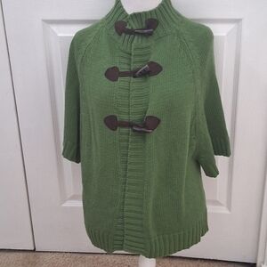 Green Cardigan With Brown Toggle Buttons  Size S/P